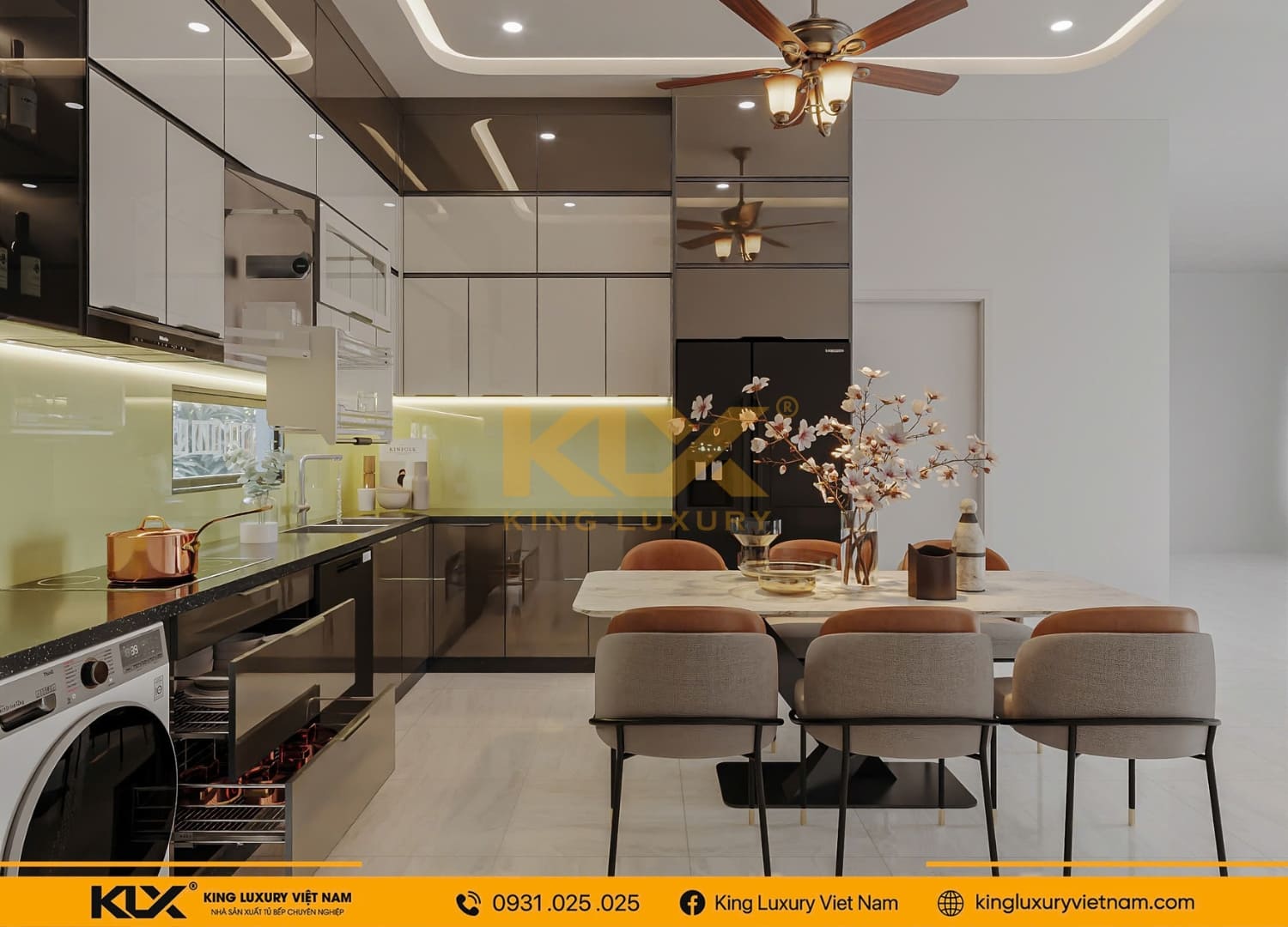 Mẫu thiết kế tủ bếp nhà anh Quế