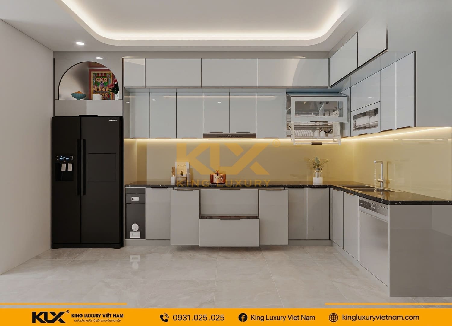 Mẫu thiết kế tủ bếp nhà anh Tiến